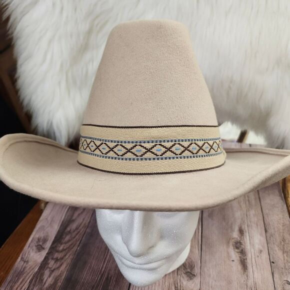 B By Bollman VTG‎ Wide Rim Western Wool USA Wool Mens Hat Sz 7 1/4 - Picture 5 of 10